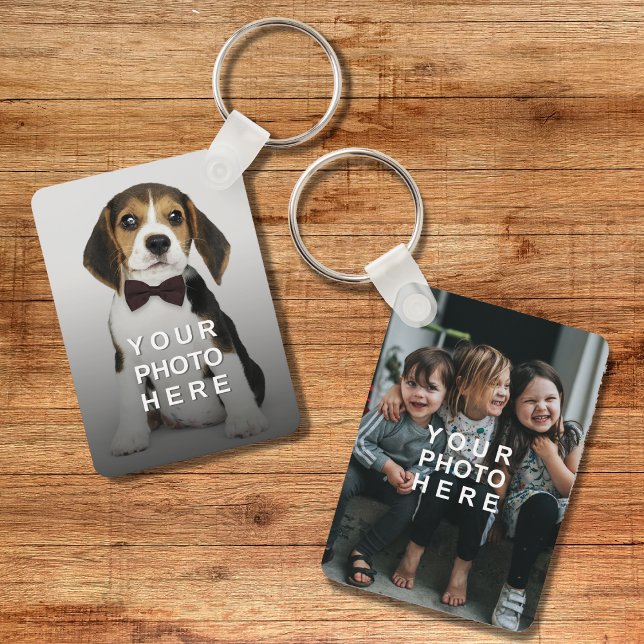 Simple 2-Photo Double-Sided Key Ring (Front and back)