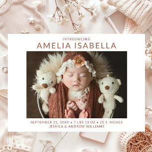Simple 2 Photo Girl Birth Announcement