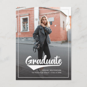 Simple 2 Photo Grad 2022 Script Graduation Announcement Postcard