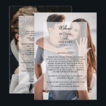 Simple 2 Photo Overlay Wedding Itinerary Programme<br><div class="desc">A simple elegant 2 photo overlay wedding design. This contemporary modern design is ideal for all seasons Spring, Summer, Fall and Winter weddings. A stylish vellum look overlay with black calligraphy typography. A classy elegant wedding itinerary program design with modern simple elements. Matching wedding stationery items and other wedding invite...</div>
