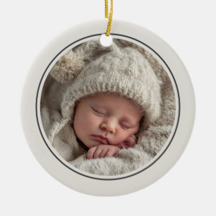 Simple 2 Photo Template Personalized Frame Ceramic Tree Decoration