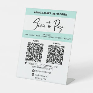 *~* SIMPLE - 2 QR PAYMENT - Tabletop Table Tent Pedestal Sign