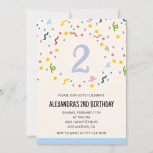Simple 2nd birthday invitations Confetti Modern