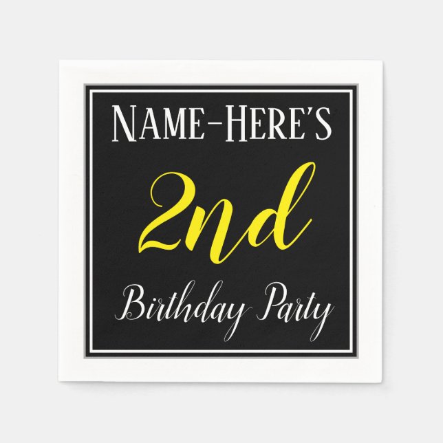 Simple, 2nd Birthday Party w/ Custom Name Napkin (Front)
