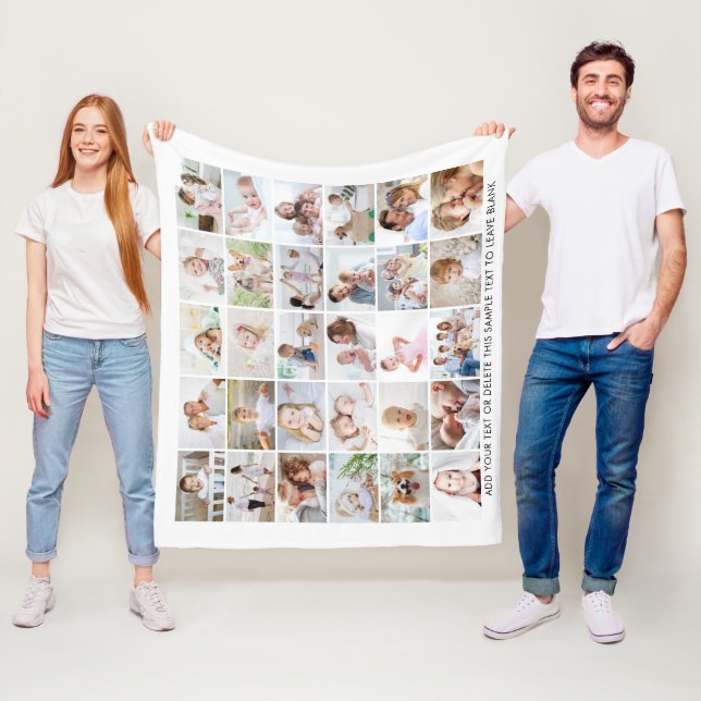 Simple 30 Photo Collage Personalised Fleece Blanket (In Situ)