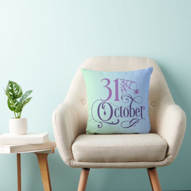 Simple 31 October Blue and Green Halloween Cushion (Chair)