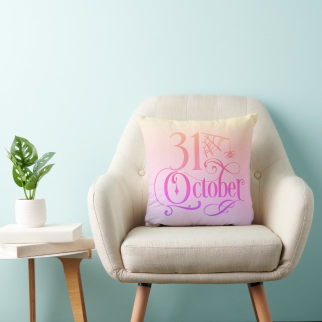 Simple 31 October Pastel Rainbow Halloween Cushion (Chair)