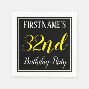 Simple, 32nd Birthday Party w/ Custom Name Napkin