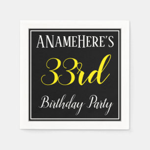 Simple, 33rd Birthday Party w/ Custom Name Napkin