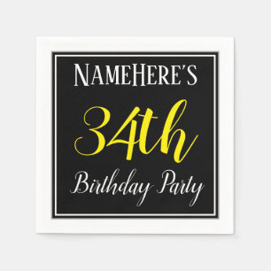 Simple, 34th Birthday Party w/ Custom Name Napkin