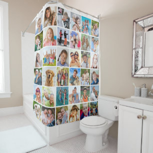 Simple 36 Square Photo Collage Shower Curtain