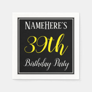 Simple, 39th Birthday Party w/ Custom Name Napkin