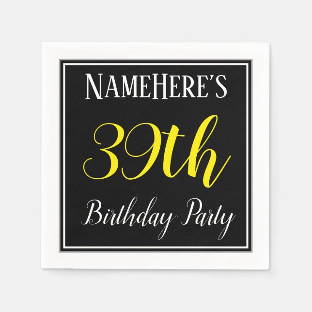 Simple, 39th Birthday Party w/ Custom Name Napkin (Front)