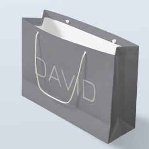 Simple 3 Dimensional Looking Text Grey Large Gift Bag