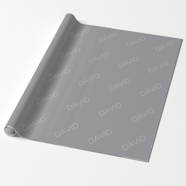 Simple 3 Dimensional Looking Text | Grey Wrapping Paper (Unrolled)