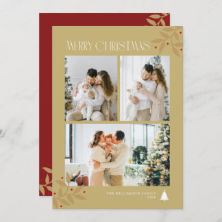 Simple 3 photo christmas holiday card