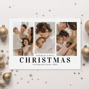 Simple 3 Photo Christmas Holiday Card