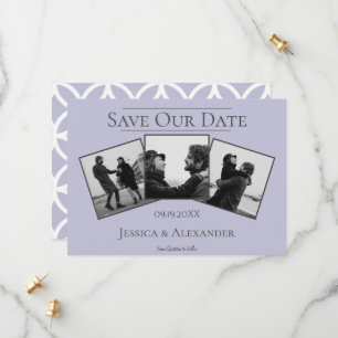 Simple 3 Photo Collage Lavender Save The Date