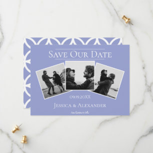 Simple 3 Photo Collage Periwinkle Save The Date