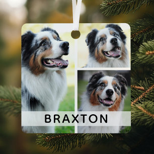 Simple 3 Photo Custom Pet Metal Tree Decoration