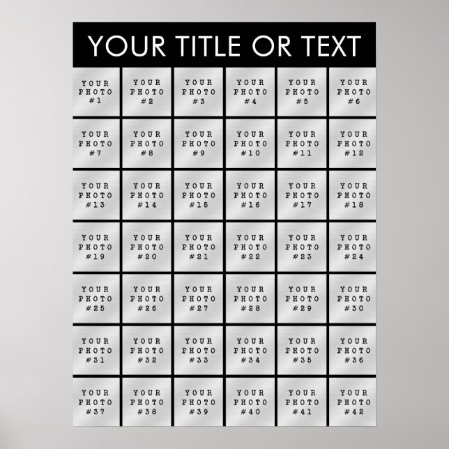 Simple 42 Photo Collage Personalised Custom Colour Poster (Front)