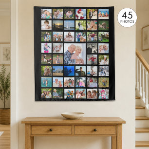 Simple 45 Photo Collage and Text Custom Tapestry