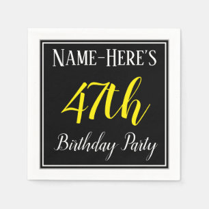 Simple, 47th Birthday Party w/ Custom Name Napkin