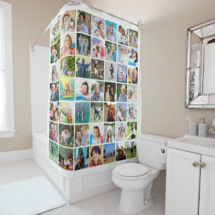 Simple 49 Photo Collage Custom Colour Shower Curtain