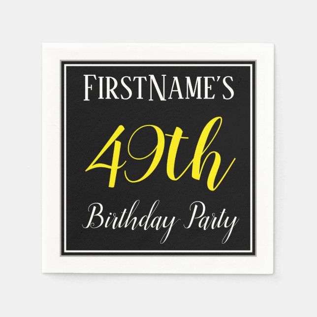 Simple, 49th Birthday Party w/ Custom Name Napkin (Front)