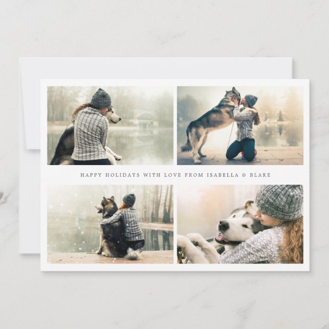 Simple 4 Photo Collage Holiday Card (Front)