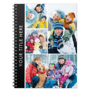 Simple 4 Photo Collage Personalised Custom Colour Notebook