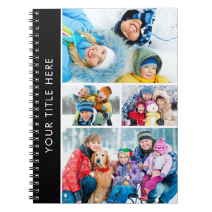 Simple 4 Photo Collage Personalised Custom Colour Notebook