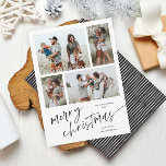 Simple 4 Photo Collage Script Merry Christmas Holiday Card<br><div class="desc">Simple 4 Photo Collage Script Merry Christmas Holiday Card. Click the edit button to customise with your photos and text.</div>