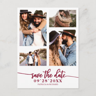 Simple 4 Photo Collage Wedding Save The Date Postcard