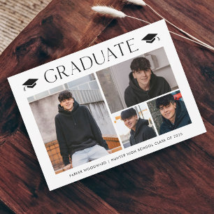 Simple 4 Photo Graduation Magnetic Invitation