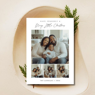 Simple 4 Photo Merry Little Christmas Kids  Holiday Card