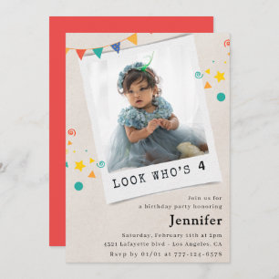 Simple 4th birthday invitations Girl Photo