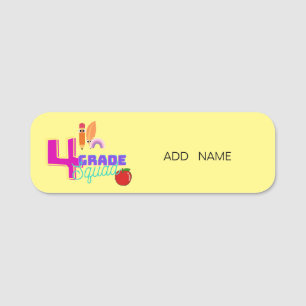 Simple 4th Grade Squad Crew Team Back to school Name Tag