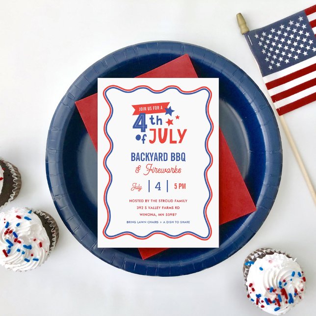 Simple 4th of July BBQ & Fireworks Party Invitation (Creator Uploaded)