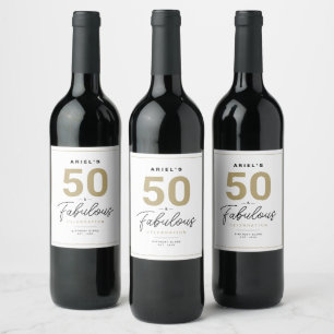 Simple 50 & Fabulous Personalised Wine Label