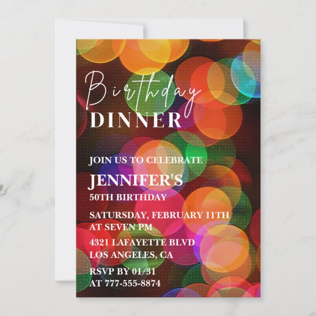 Simple 50th birthday invitation Confetti Dinner (Front)