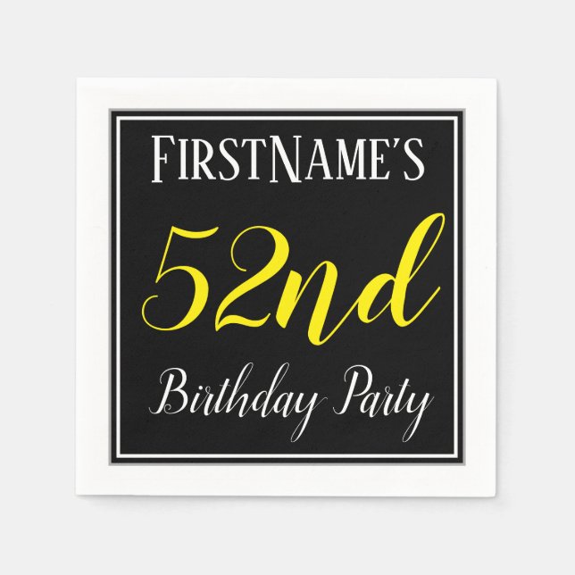 Simple, 52nd Birthday Party w/ Custom Name Napkin (Front)