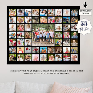 Simple 55 Photo Collage Custom Colour Poster