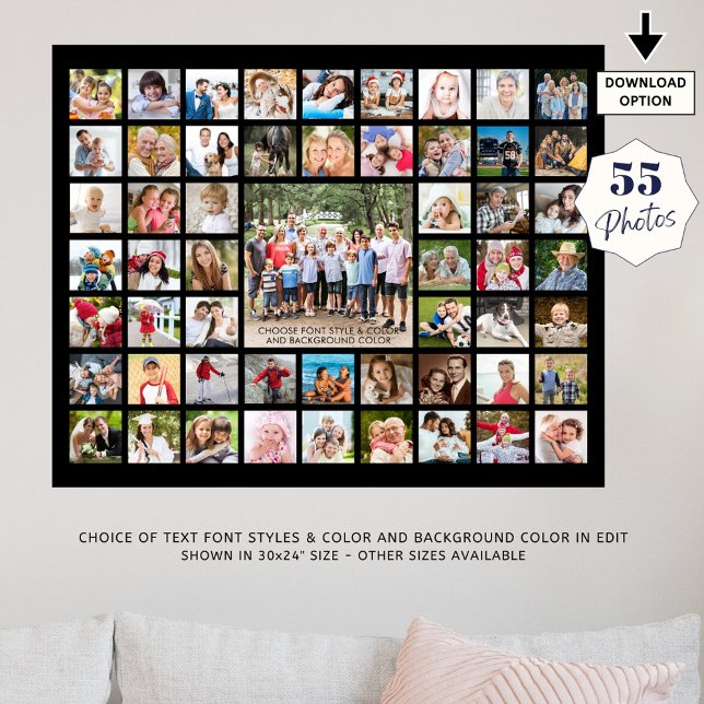 Simple 55 Photo Collage Custom Colour Poster (Creator Uploaded)