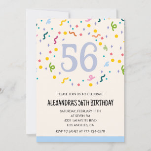 Simple 56th birthday invitations Confetti Modern