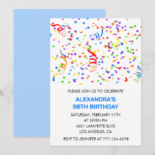Simple 56th birthday invitations Confetti Rainbow