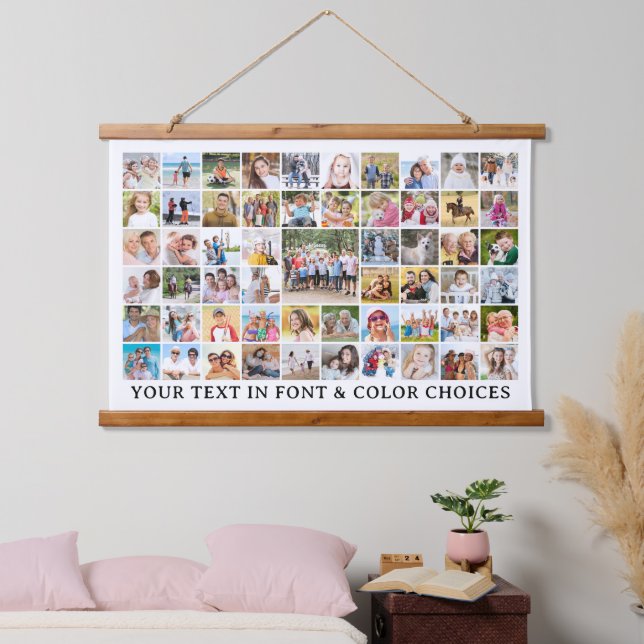 Simple 57 Photo Collage Custom Personalised Hanging Tapestry (Bedroom)