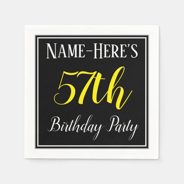 Simple, 57th Birthday Party w/ Custom Name Napkin (Front)