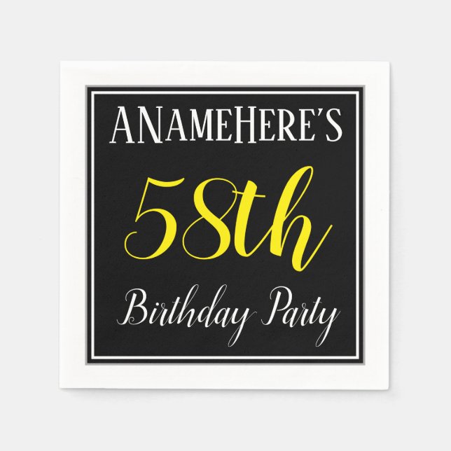 Simple, 58th Birthday Party w/ Custom Name Napkin (Front)