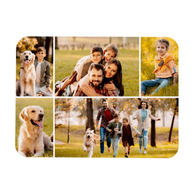 Simple 5 Photo Collage Magnet (Horizontal)